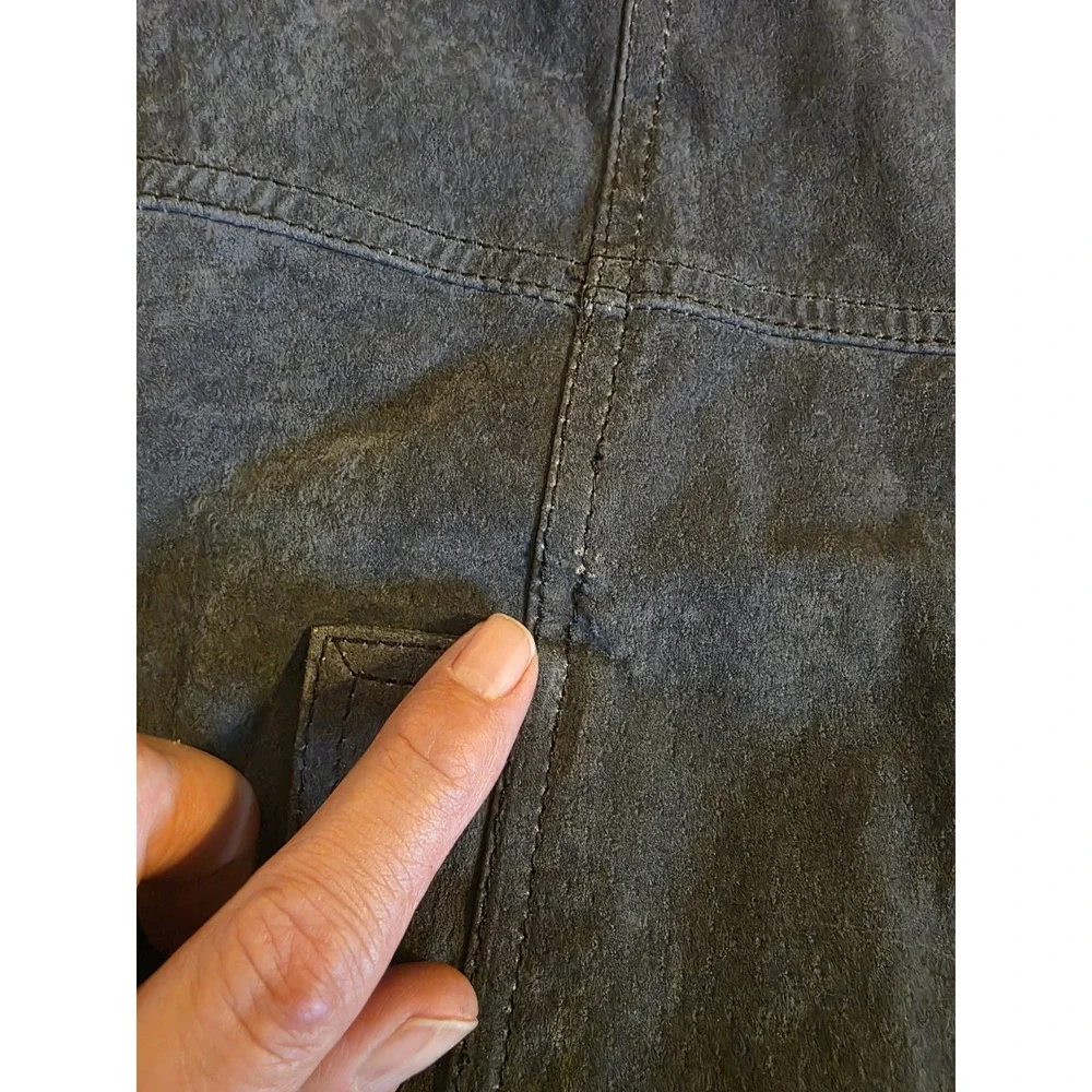 Coolwear Outerwear Women's Size Large Brown Suede Lined Long Fitted Jacket‎ Y2K